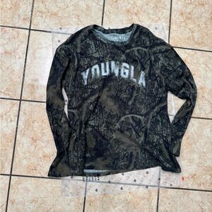 YoungLA Camouflage Long Sleeve Tee - Black and Green